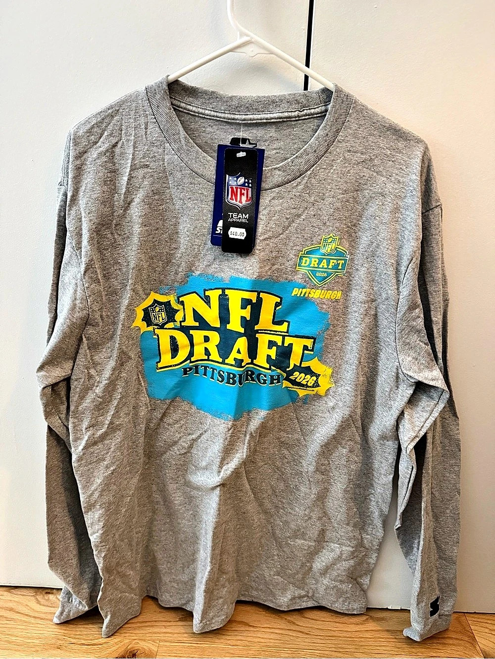 Starter NFL Draft Pittsburgh 2026 Long Sleeve T-Shirt Tee Gray Large